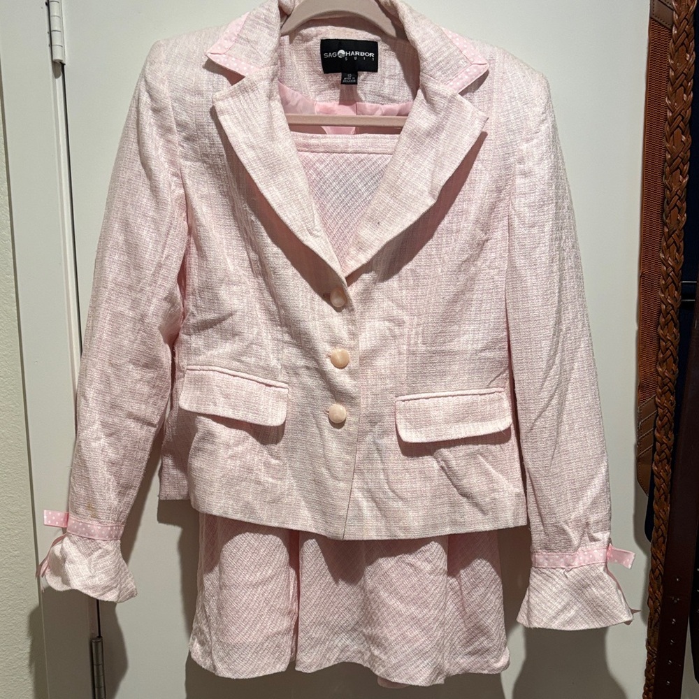 Sag Harbor Pink Blazer and Skirt Set